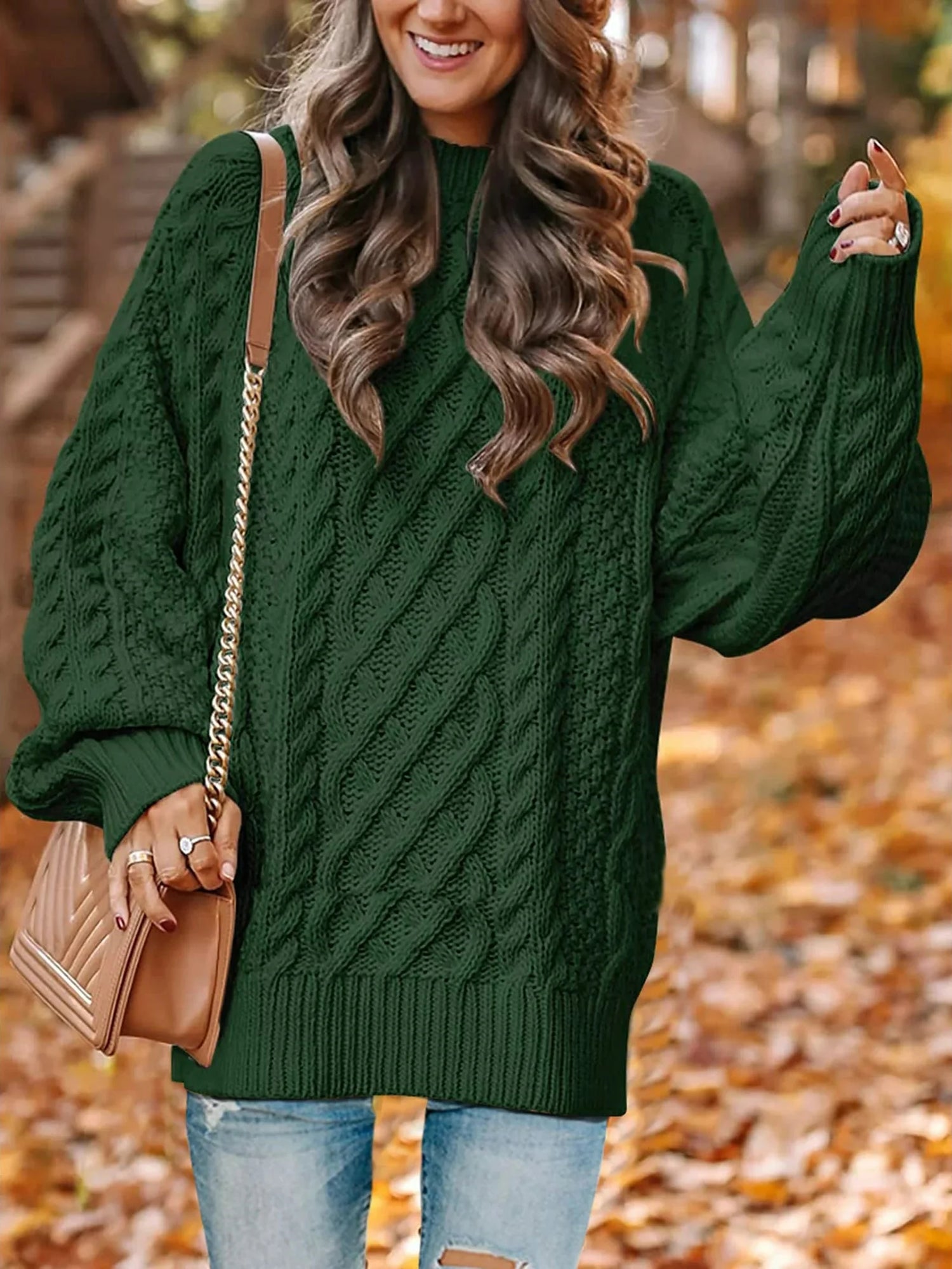 Oversized Sweaters for Women Cable Knit Chunky Pullover Sweater
